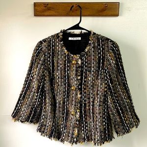 CAbi Women’s Multi-Color Blazer with Chunky Gold Buttons - Small.